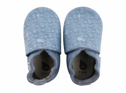 [04416-00S] Soft Soles Transport Print Shark Blue | Blauw