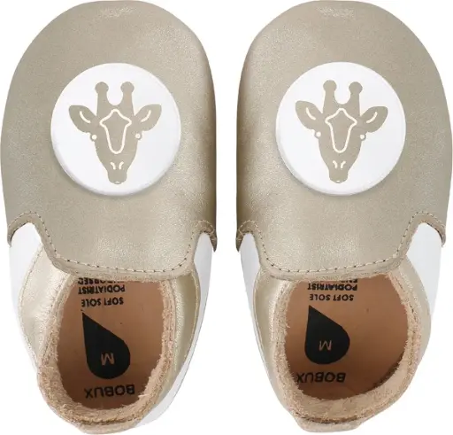 [04458-00S] Soft Soles Giraffe Loafer Gold/White | Or