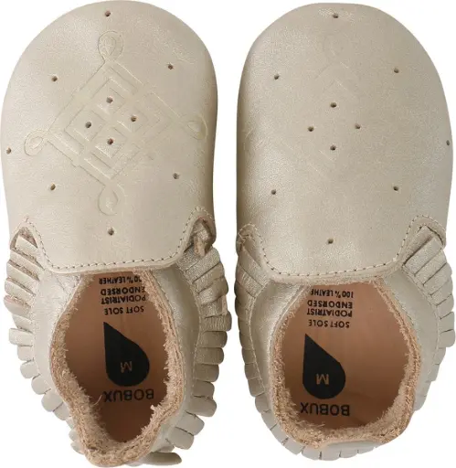 [16000-08L] Soft Soles Tassle Trim Moccasin Gold | Gold